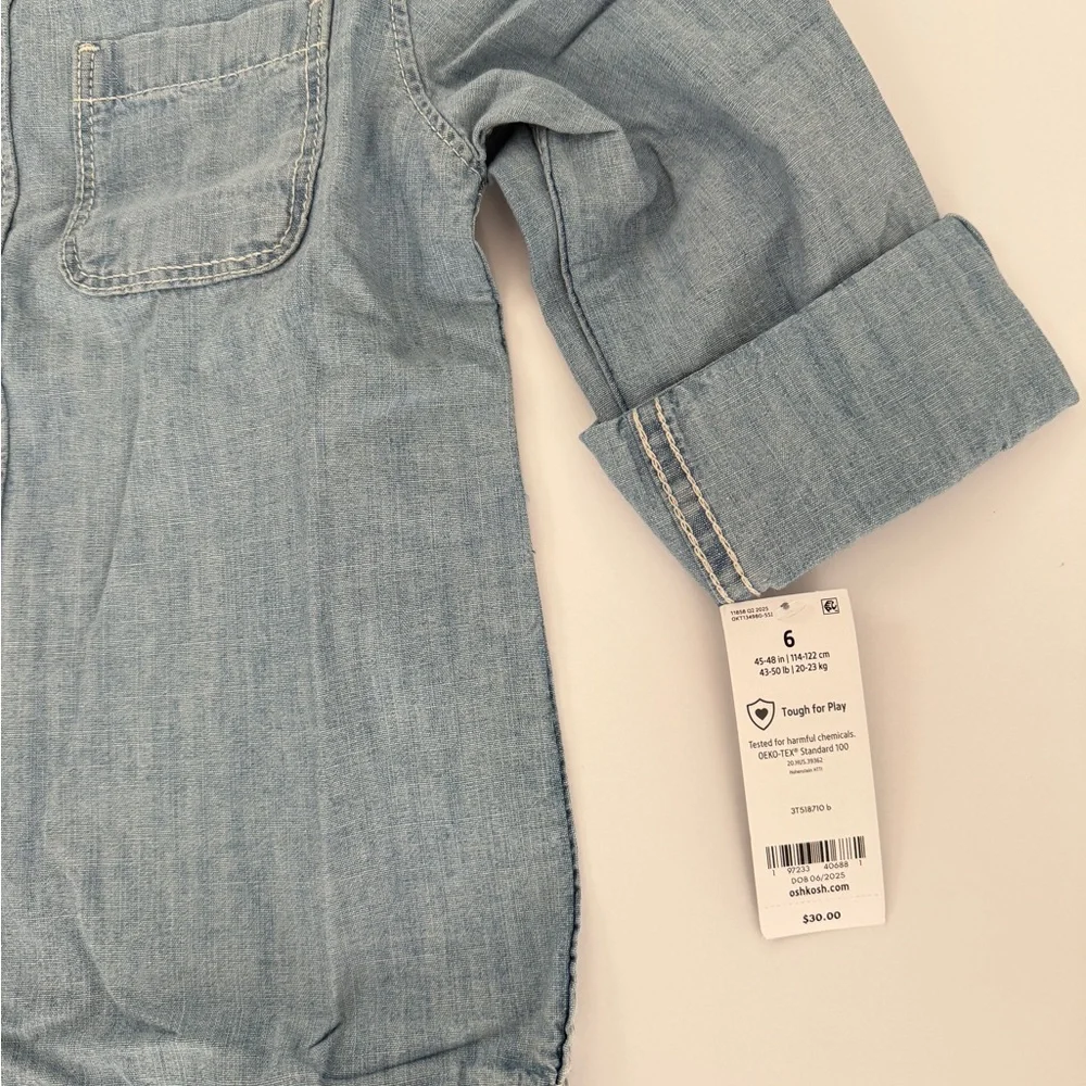 OshKosh B’Gosh Boys Chambray Long-Sleeve Button-Down Shirt - Picture 3 of 5